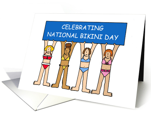 National Bikini Day July 5th Cartoon Ladies in Bikinis card (1483610)