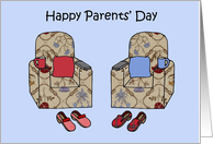 Happy Parents’ Day July Cartoon Humor Armchairs and Slippers card