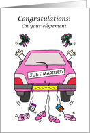 Gay Female Couple Congratulations on Your Elopement Cartoon Car card