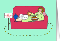 Comfort Zone Cartoon Humor for Her Cake and a Cat Blank Inside card