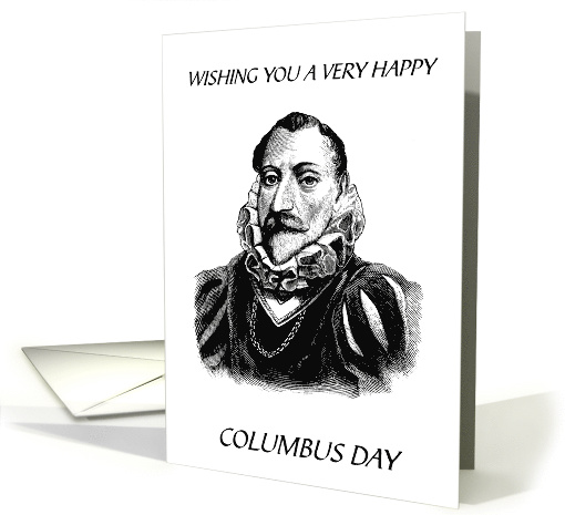 Happy Columbus Day October Christopher Columbus Mono Line Drawing card