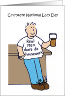 National Lazy Day August 10th Cartoon Man Drinking Beer card