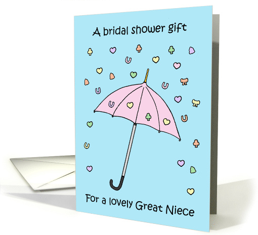 Bridal Shower Gift for Great Niece Pretty Umbrella and Confetti card