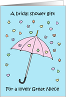 Bridal Shower Gift for Great Niece Pretty Umbrella and Confetti card