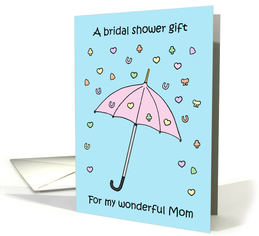 Bridal Shower Gift for Mom Pretty Cartoon Confetti and Umbrella card