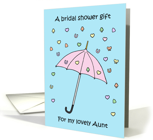 Bridal Shower Gift for Aunt Confetti and Umbrella Illustration card