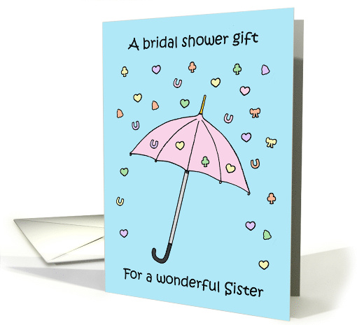 Bridal Shower Gift for My Sister Pretty Umbrella and Confetti card