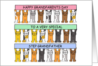 Happy Grandparents Day to Step Grandfather Cute Cartoon Cats card