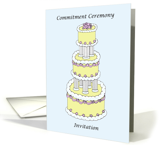 Commitment Ceremony Invitation Stylish Cake. card (1490722)