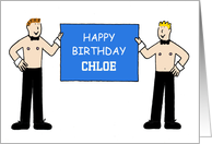 Cartoon Sexy Topless Waiters Birthday Fun to Personalize any Name card