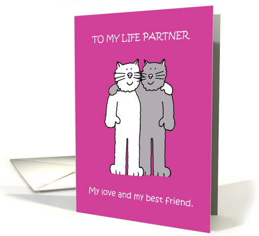 Life Partner Love and Romance Cute Cartoon Cats card (1492904)