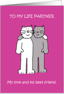 Life Partner Love and Romance Cute Cartoon Cats card