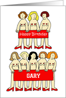 Happy Birthday for Him Any Name to Customize Sexy Cartoon Ladies card