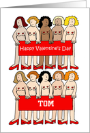 Sexy Cartoon Burlesque Ladies Valentine for Him to Customize Any Name card