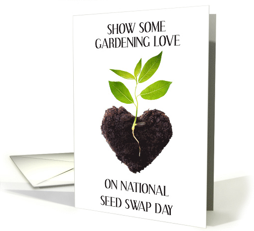 National Seed Swap Day January Plant in Heart Shaped Soil card