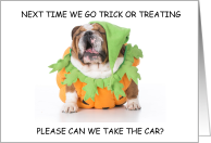 Happy Halloween from the Dog Cute Exhausted Bulldog in Fancy Costume card