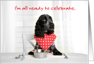 Happy Thanksgiving from Pet Dog Cute Cocker Spaniel at Dinner Table card