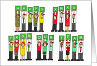 Happy Xmas From Our Team Cartoon Office Workers in Santa Hats card