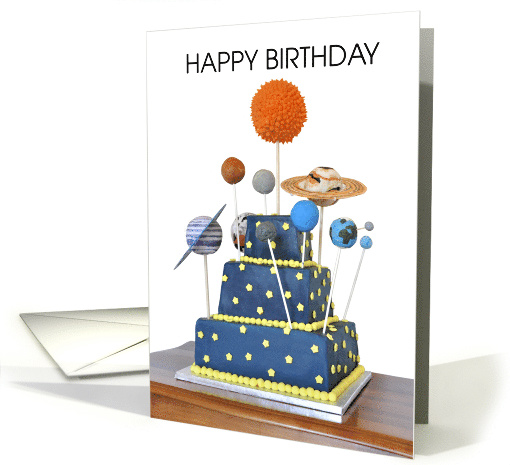 Happy Birthday Astronomer Galaxy and Planets Cake card (1501558)