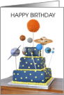 Happy Birthday Astronomer Galaxy and Planets Cake card