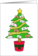 Happy Christmas Penpal Cartoon Christmas Tree Decorated with Mail card