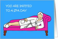 Spa Party Invitation Cartoon Lady in Bath Robe card
