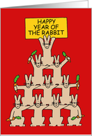 Chinese New Year of the Rabbit Cartoon Bunnies in Formation card