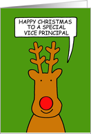 Happy Christmas Vice Principal Cute Cartoon Reindeer card