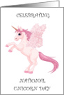 National Unicorn Day April 9th, Pink and White Unicorn. card