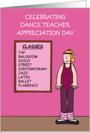 Dance Teacher Appreciation Day March 1st Cute Cartoon card