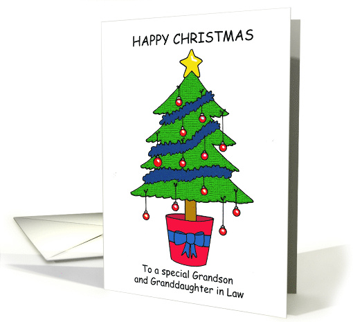 Happy Christmas Grandson and Granddaughter in Law Festive Tree card