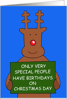 Christmas Day Birthday December 25th Birthday Cartoon Reindeer card