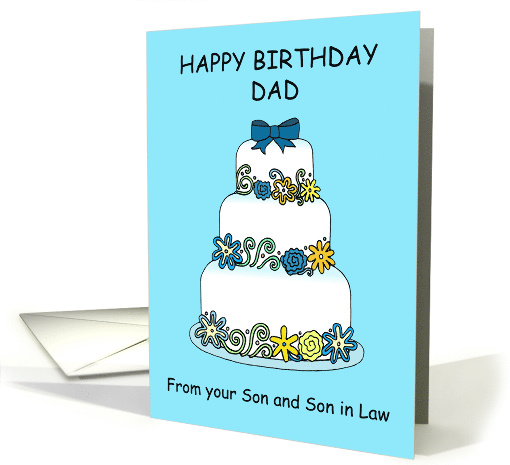 Happy Birthday Dad from Son and Son in Law Cake and Candles card