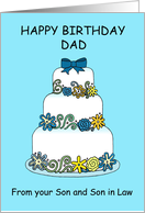 Happy Birthday Dad from Son and Son in Law Cake and Candles card