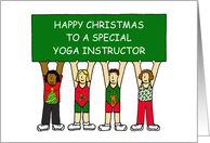 Happy Christmas Yoga Instructor Cute Cartoon Group of People card