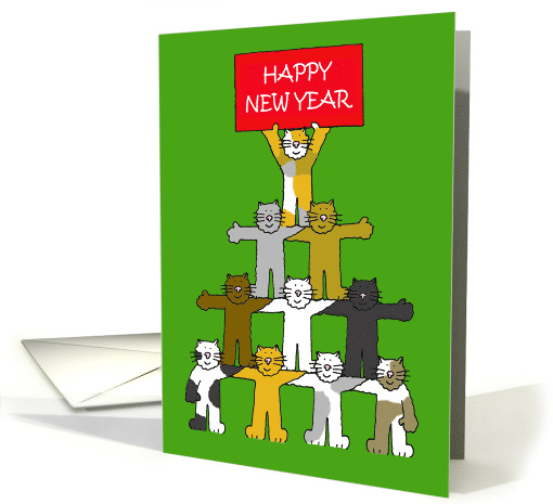 Happy New Year from the Cats Cartoon Humor card (1506458)