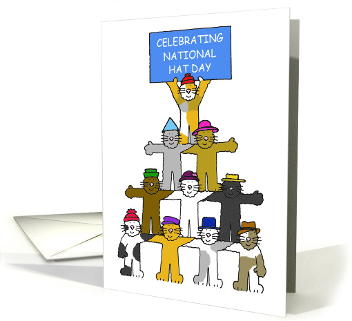 National Hat Day January 15th Cartoon Cats Wearing Different Hats card