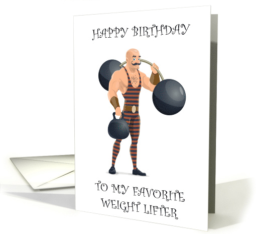Birthday for Weight Lifter Retro Funny Strong Man Cartoon card