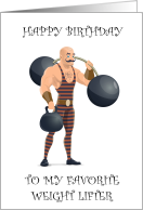 Birthday for Weight Lifter Retro Funny Strong Man Cartoon card