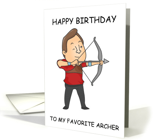 Happy Birthday Archer Cartoon Man with Bow and Arrow card (1507880)