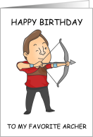 Happy Birthday Archer Cartoon Man with Bow and Arrow card