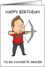 Happy Birthday Archer Cartoon Man with Bow and Arrow card