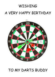 Happy Birthday Darts Buddy Dart Board with Darts in the Bullseye