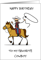 Happy Birthday Favorite Cowboy Cartoon Rodeo Rider With Lasso card