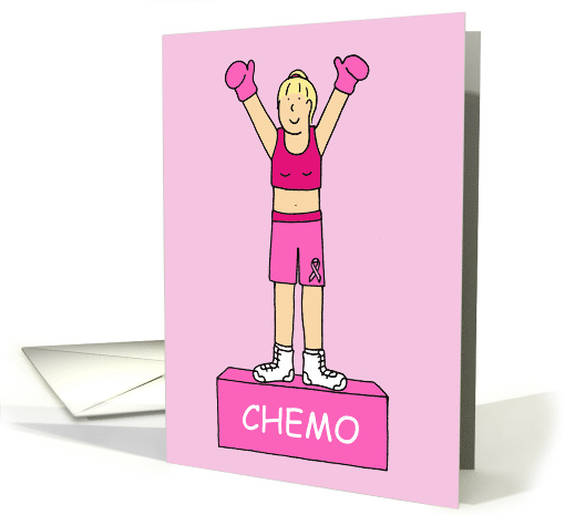 Chemotherapy Pink Ribbon Cancer Support for Her Strength Cartoon card