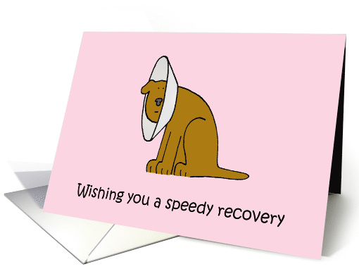Speedy Recovery from Neck Surgery Cartoon Puppy in Neck Collar card