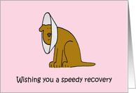 Speedy Recovery from Neck Surgery Cartoon Puppy in Neck Collar card