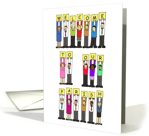 Welcome to Our Parish Cartoon Group of Diverse People card (1512108)