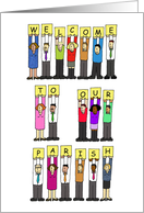 Welcome to Our Parish Cartoon Group of Diverse People card