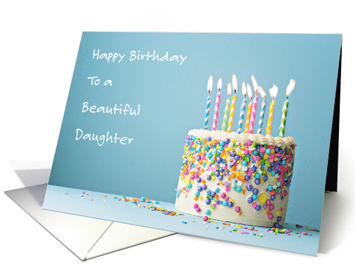 Happy Birthday Daughter Away at College Pretty Cake and Candles card